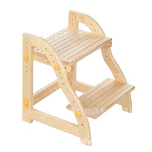 Repose-pieds simple en bois pour bébé, à usage domestique, double couche, pour salle de bain et enfants, en bois massif, pour changer de chaussures - Product Image 2