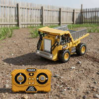 AiJH 1:64 Mini camion benne RC en alliage, télécommandé, jouet de bureau, engin de chantier, chariot élévateur, jouets camions benne RC