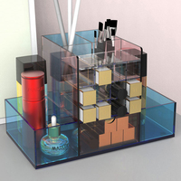 Boîte de rangement cosmétique en acrylique transparent de haute qualité, empilable, avec couvercle, pour organiser le maquillage, porte-rouge à lèvres, porte-pinceaux
