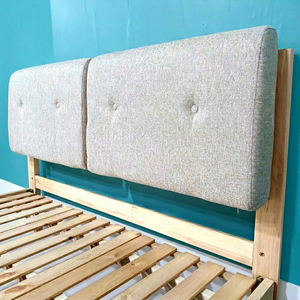 เตียงไม้สนแท้ขนาดควีนไซส์ หัวเตียงนุ่มสบาย เฟอร์นิเจอร์ห้องนอนทันสมัย - Product Image 2