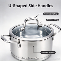 Ensemble de casseroles en acier inoxydable écologique sans revêtement, avec couvercles en verre, compatible induction et gaz, passe au lave-vaisselle
