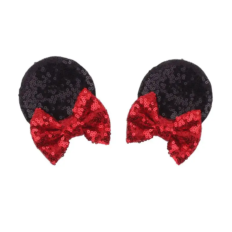 Trendy Wholesale Cute Children Sequin Bows Fancy Multi Colors Mouse Ears Party Hair Clip Pair For Kids Girls Hair Accessories