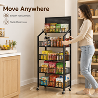 Meerlaags verrijdbaar opbergrek met scheidingswanden, rollende pantry-organizer voor keuken, snacks, dranken, boodschappen, display, thuisgebruik