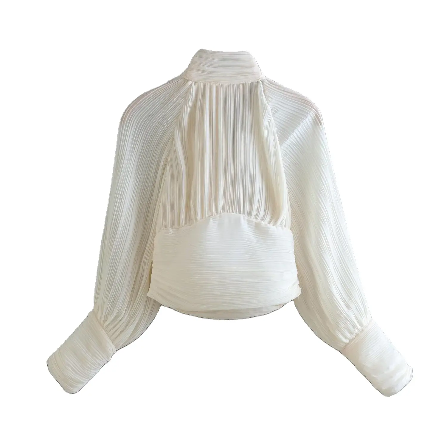 PB&ZA2022 Wholesale Women's New Shirt Design Sensation Niche Waist Long Sleeve Open Back Bow Shirt 7969225