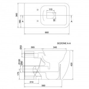 Scarabeo Teorema 2,0 Inodoro de baño monobloque de estilo japonés Tazón alargado Portátil de doble descarga Hecho con material UF - Product Image 2