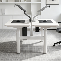Bureau de travail électrique moderne ergonomique 2 places convertible, réglable en hauteur, avec structure en fer durable, poste de travail assis-debout