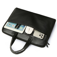 Sac pour ordinateur portable en PU noir simple, résistant à l'usure et aux chocs, pour hommes, usage quotidien professionnel, vente en gros d'usine