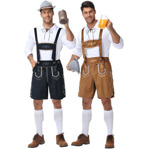Vente flash - Costume d'Oktoberfest pour homme - Chemise <span class=keywords><strong>à</strong></span> carreaux bavaroises allemandes - Shorts Lederhosen - Product Image 3