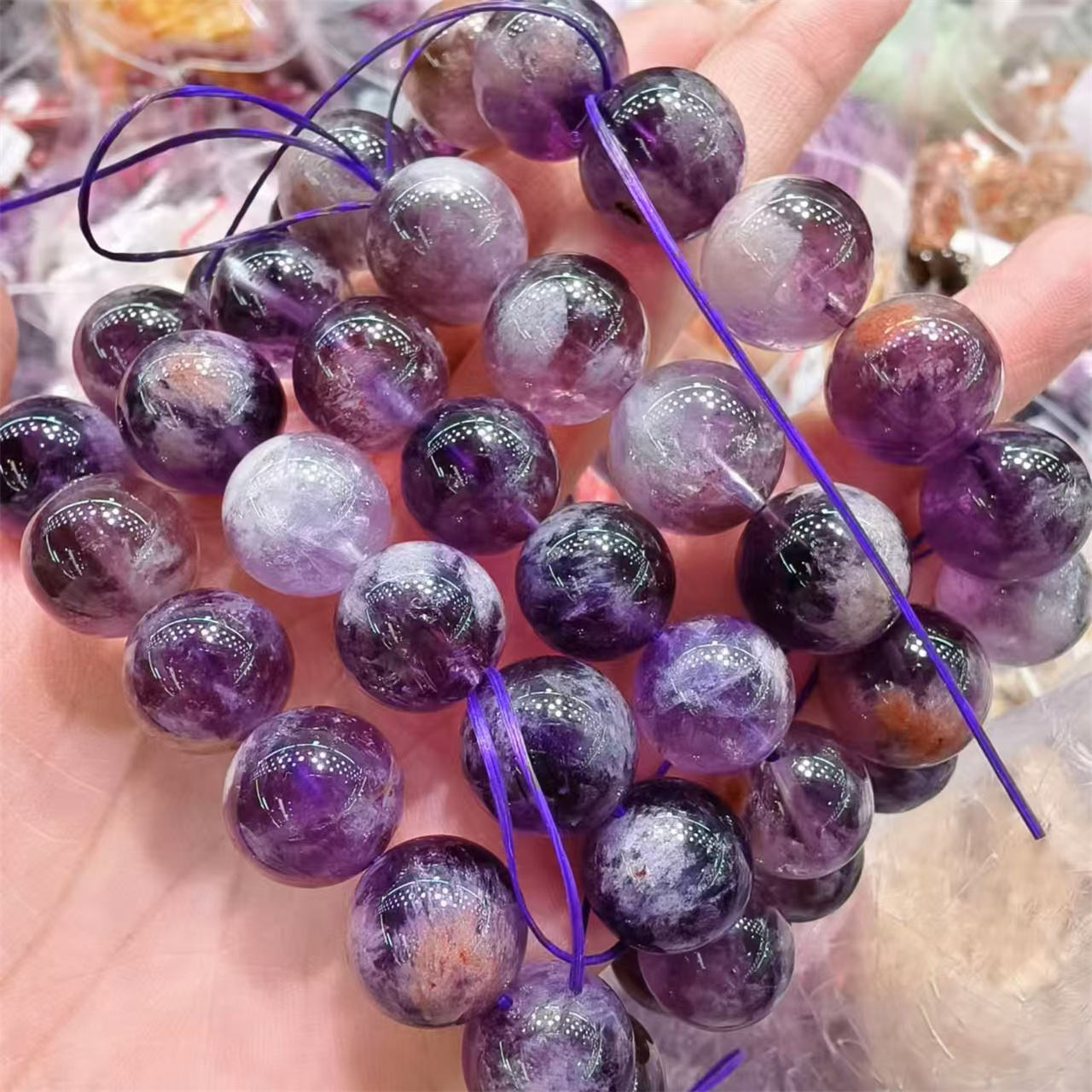 Natural Crystal Purple Phantom Bracelet Healing Stones Purple Garden Quartz  Bracelet