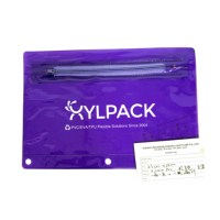 Pochette en plastique recyclable en PVC clair violet rouge bleu avec sac à stylo étanche à fermeture éclair pour une utilisation au bureau