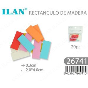 Rettangolo in legno Iln 2,0x4,0x0,3 cm multicolore 20 pz. Forniture per artigianato - Product Image 2