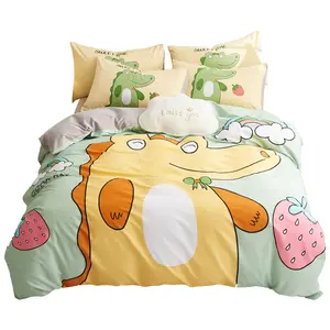 Wholesale new cotton cartoon printed 4 piece set of children&#x27;s bedding sheets