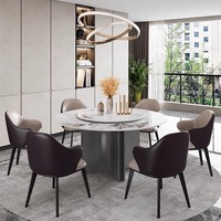 Ensemble de table en pierre frittée de luxe nordique, best-seller, avec chaises en cuir PU, mobilier de salon en pierre pour la maison, l'hôtel et la cuisine