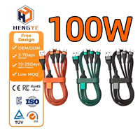 Cable de Carga Rápida 3 en 1 de 1.2M 2M con Trenzado de Nailon, Tipo C, PD QC, para Múltiples Dispositivos, 100w, Venta al Por Mayor de Fábrica OEM