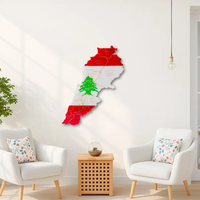 Décoration murale islamique Pafu, carte du Liban en bois, décoration murale du Ramadan, décoration murale de la carte du Liban