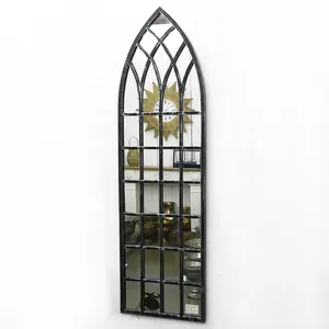 Luckywind Industrial Decorative Large Full Length Framed Window Wall Arched Mirrors Herschel Vintage Glass Mirror For Bathroom