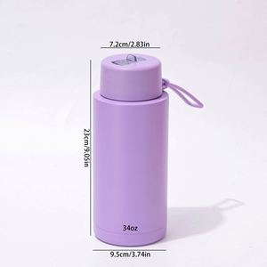 Custom 1L 1000ml Australia Frank Vacuum <b>Flask</b> Stainless Steel Insulated 34oz Water Drink Bottle with Flip Straw Lid Strap - Product Image 2