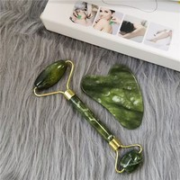 Ensemble de rouleaux de jade naturel SYMLM, grattoir corporel en cristal blanc, masseur facial, pierre Gua Sha pour les yeux et le cou, blanchissant, haute qualité, personnalisé