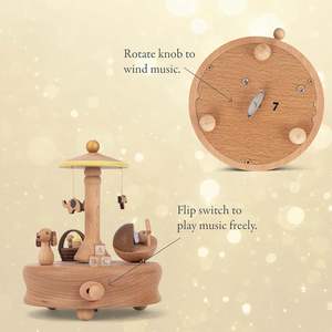 Müzik kutusu ahşap müzik kutusu bahçe uyku bebek Woodgrain 6 inç kayın rüzgar-up müzik heykelcik - Product Image 6