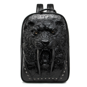 Men's <b>Backpack</b> PU Leather Leopard Head Design Large Capacity <b>15</b>-<b>Inch</b> <b>Laptop</b> Bag Everyday Use - Product Image 4