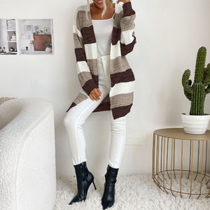 Women Fashion Soft Long Sleeve Open Front Casual Knit Sweaters <b>Coat</b> Striped Kimono <b>Cardigan</b> with Pockets - Product Image 5