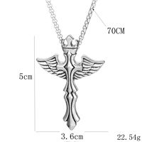 Kalung Gothic Punk Stainless Steel pria, liontin hibrida ular & pedang trendi dengan desain salib kreatif