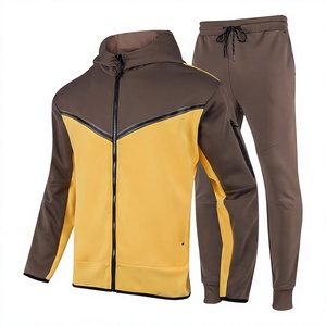 Survêtement de course décontracté pour homme, 2 pièces, à capuche, uni, épais et respirant, personnalisé en usine, style streetwear - Product Image 1