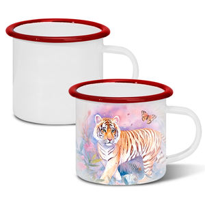 Mug émaillé à bord coloré DIY - Base blanche vierge pour impression par transfert thermique et sublimation (plusieurs couleurs de bord disponibles) - Product Image 5