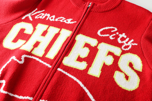 5 màu sắc phụ nữ trò chơi ngày Kansas trưởng Áo len KC trưởng dài tay áo Zip Up cardigan Áo len cho thể thao - Product Image 5