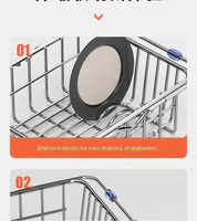 Panier de vidange pliable en acier inoxydable 304 à drainage rapide, support rétractable et extensible pour laver la vaisselle, les légumes et les fruits