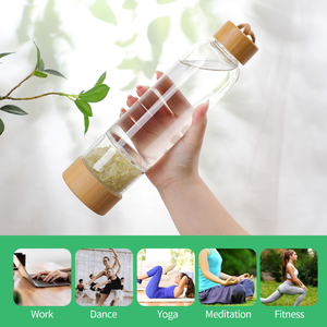 Tinh Thể Tự Nhiên Truyền Thủy Tinh Chai Nước Nắp Tre Đá Quý Chai Nước Với Tinh Thể Bên Trong - Product Image 6