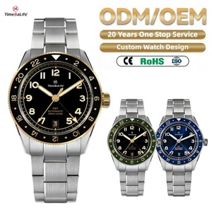 Montres automatiques OEM personnalisées GMT NH34, étanches à 200 m, <span class=keywords><strong>lunette</strong></span> en céramique luminescente BGW-9, acier inoxydable 316L, montre mécanique pour homme - Product Image 1
