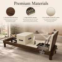 Machine de Pilates en chêne rouge écologique, équipement de yoga en bois massif durable avec système de poulies silencieux pour studio de boutique
