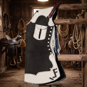 CLOSITWEAR Pantalones de equitación estilo vaquero con flecos, de cuero genuino, cintura alta, largos, con hebilla - Product Image 4