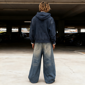 TKAN463 Sweat à capuche oversize pour homme avec impression de logo personnalisé, lavage à l'acide, fermeture éclair, style vintage streetwear, hiver, plaid, coton, polaire, fermeture éclair - Product Image 4