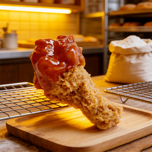 Modelo de Exhibición de Comida Rápida de Muslo y Ala de Pollo Frito con <span class=keywords><strong>Salsa</strong></span> de Tomate Ecológica, Sabor BBQ Orleans, Media <span class=keywords><strong>Película</strong></span> - Product Image 4