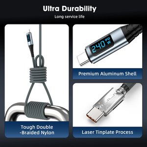 Câble d'affichage LED USB4 PD3.1 240W, câble de charge rapide 40 Gbps 8K60Hz, adapté <span class=keywords><strong>pour</strong></span> <span class=keywords><strong>Switch</strong></span> MacBook - Product Image 3