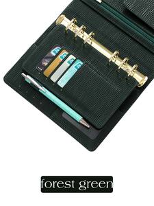 洪博最畅销的6环A6十字纹Epi皮革宽松仪表板飞叶，用于规划器，带6个卡槽 & 一个弹性笔环 - Product Image 3