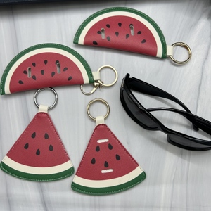 PU Leather Watermelon Eyeglasses Holder Portable <b>Glasses</b> Hanger for Bag <b>Glasses</b> Clip with Keychain - Product Image 2