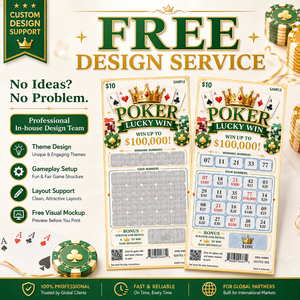 Custom Die Cut Poker Theme Security Printing Scratch Off Cards Lucky Game Lottery Ticket With Barcode Serial Number - Product Image 5