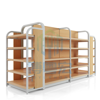 Présentoir de Magasin Moderne en Bois Massif à Double Face, Type Îlot, Réglable, pour Épicerie, Magasin de Bébé et Présentation de Produits