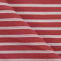 Kain Katun Nilon Stretch Premium Merah & Putih Bergaris Multi: 110GSM Kain Lembut untuk Kemeja Mewah.