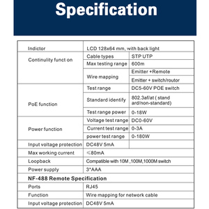NF488แอลซีดีเน็ตเวิร์ก POE checker RJ45ดิจิตอลอีเธอร์เน็ต CAT6 CAT5ทดสอบสาย POE สวิตช์ Tester เครื่องมือเครือข่าย - Product Image 5