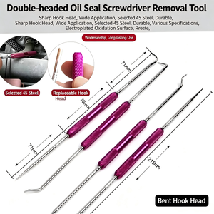 Juego de herramientas de extracción de sellos de aceite de doble extremo, 4 piezas, destornillador de gancho manual de acero inoxidable para reparación de automóviles, extractor de juntas tóricas - Product Image 5