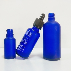 Envase Cosmético de Vidrio Azul Cobalto Vacío de 30ml 50ml 60ml, Botella Redonda para Aceites Esenciales con Gotero - Product Image 5