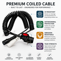 Câble électrique spiralé 7 voies HJYAJZT résistant à l'usure, à l'huile et à l'eau pour remorque de camion, adaptateur ABS/EBS 24V