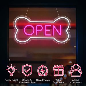 Dog bone open Letreros Neon LED indoor hanging ambient light shop <b>sign</b> wall decoration light entrance indicator light 5v 12v - Product Image 2