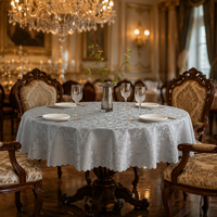 Nappe de banquet moderne en jacquard tissé blanc, résistante aux taches, élégante, qualité hôtelière, pré-lavée, personnalisable, décorative pour fêtes