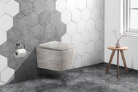 Toilettes et lavabo en céramique, ensemble de salle de bains et finition marbrée, style optionnel