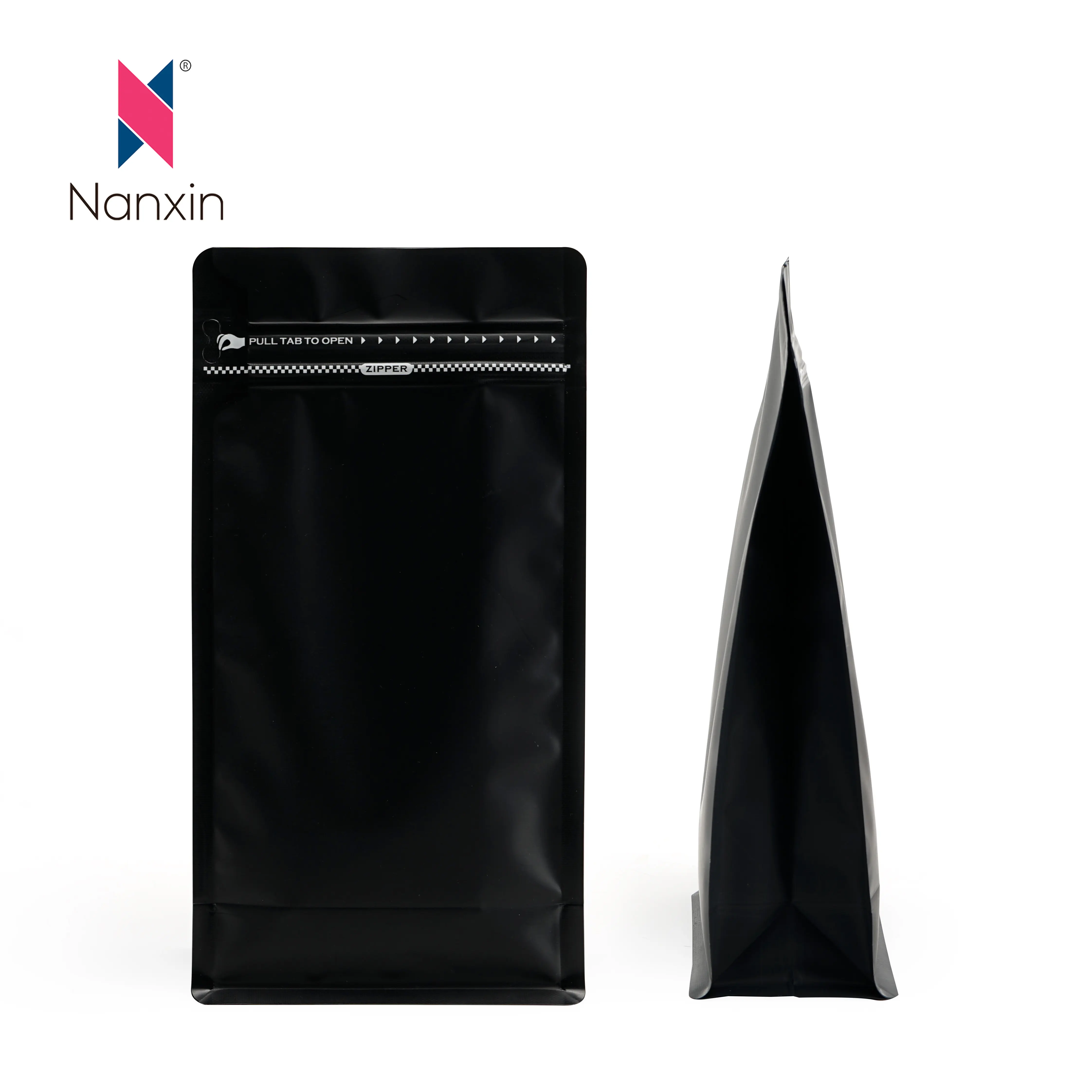 China Cheap Low MOQ Single Color Black Coffee Bean Bag Packaging with Valve